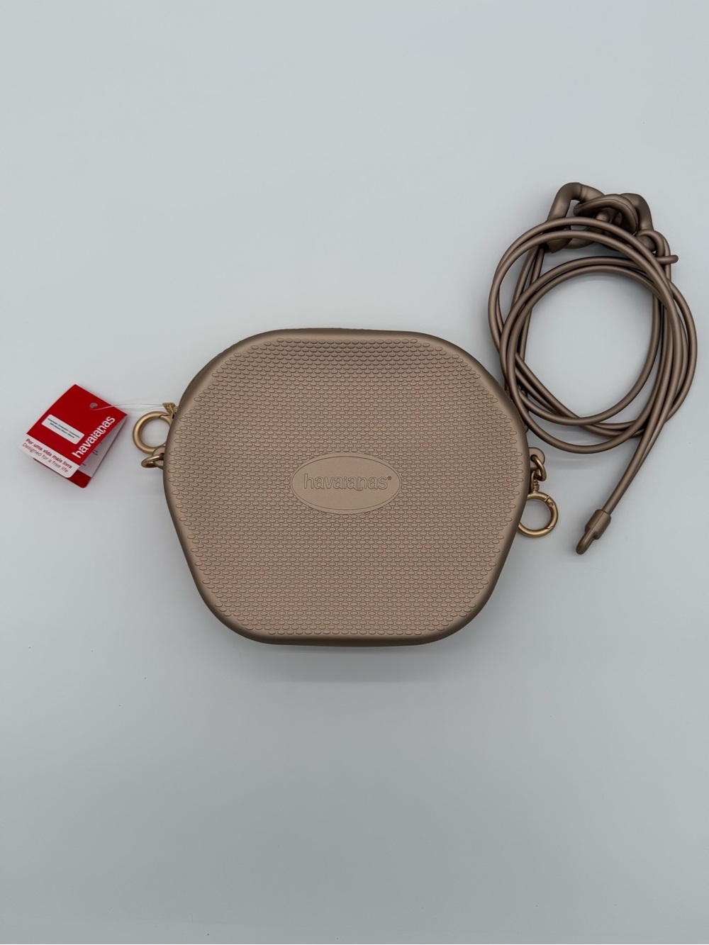Havaianas Diamond Crossbody Bag Golden Champagne Silicone Purse NWT